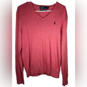 Polo Ralph Lauren 85% Cotton 15% Cashmere‎ V Neck Pullover Sweater Size S